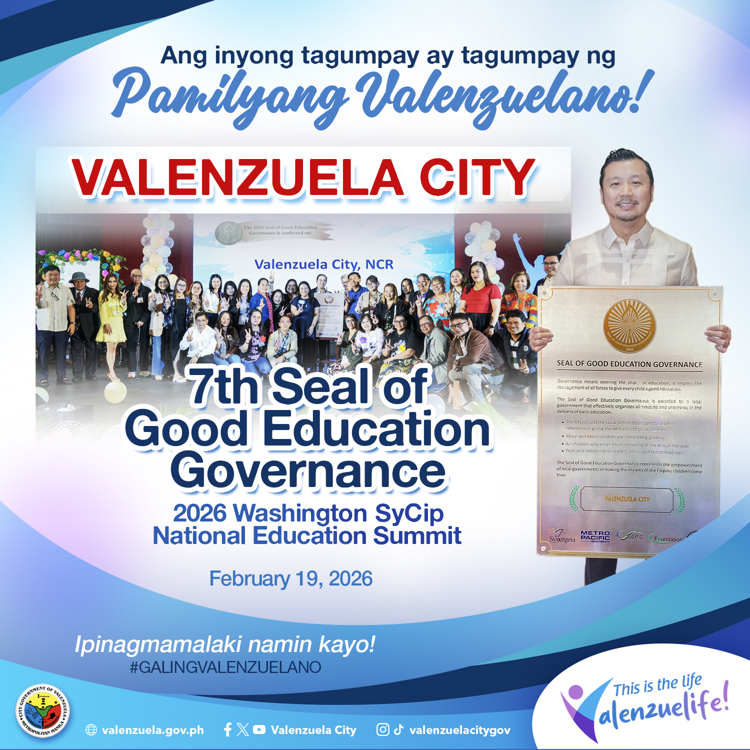 Valenzuela City, Muling Ginawaran ng Seal of Good Education Governance